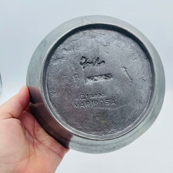 Vintage Pewter Bowl w/ Bunny Rabbit Mariposa Silver 1990 Mexico - Picture 3 of 6